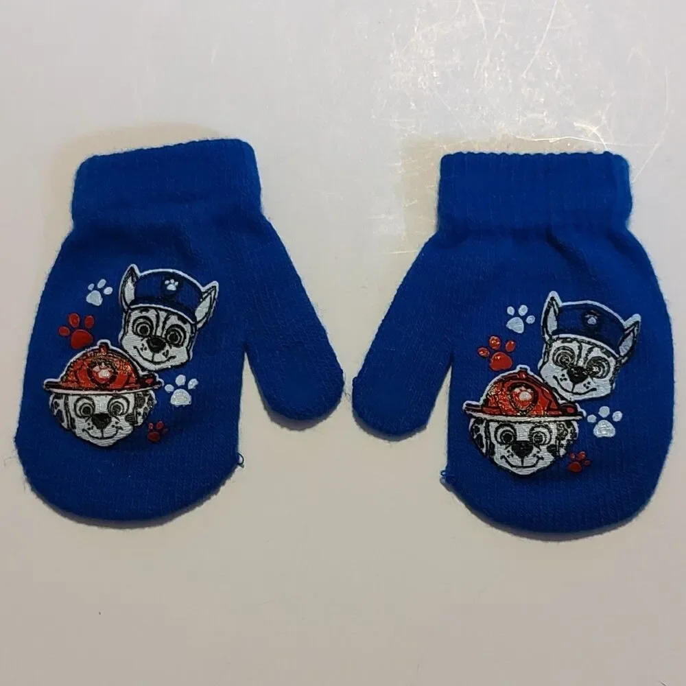 Toddler Kids Paw Patrol Blue Knit Mittens Warm Winter Cold Weather Accessories